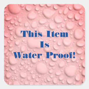 This Item Is Water Proof DIY Text Photo, Coral Square Sticker