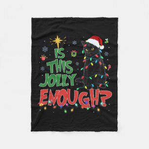 This Jolly Enough Black Cat Merry Christmas Tree L Fleece Blanket