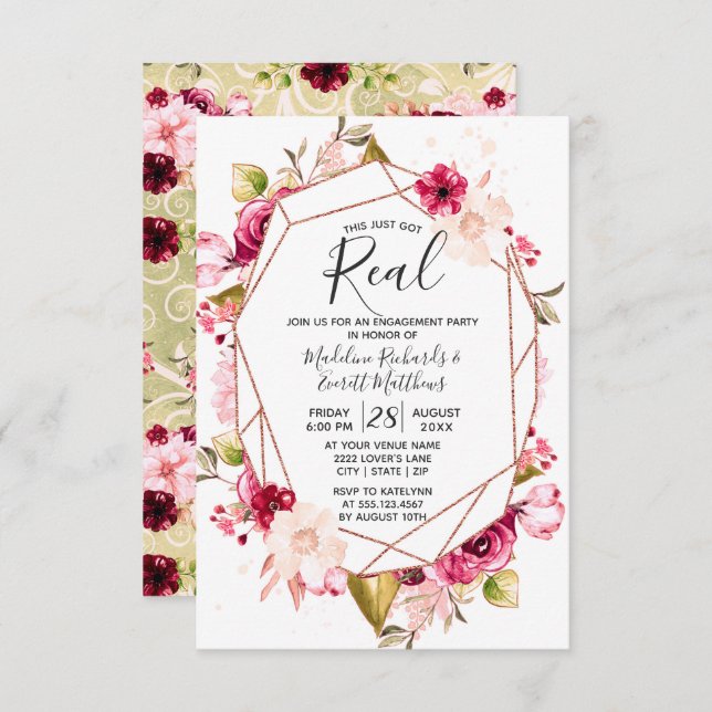 This Just Got Real Engagement Party Invitations (Front/Back)