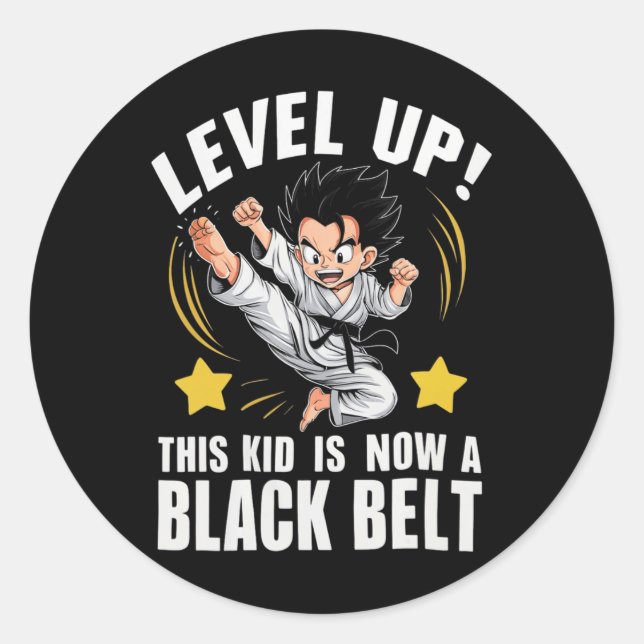 This Kid Is Now A Black Belt Karate Hapkido Award  Classic Round Sticker (Front)