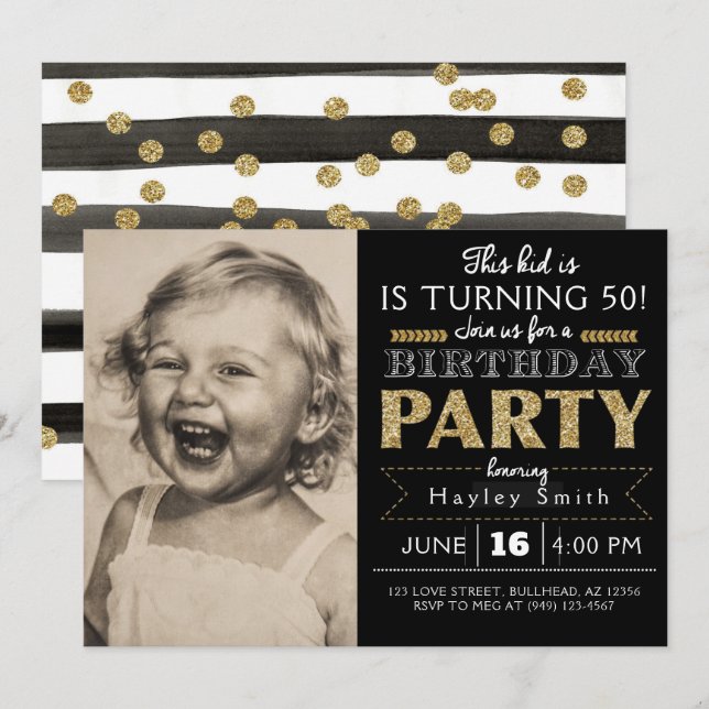 This Kid is turning ANY AGE Adult Photo Invite (Front/Back)