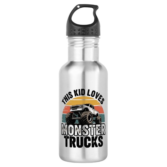 This Kid Loves Monster Trucks 532 Ml Water Bottle (Front)