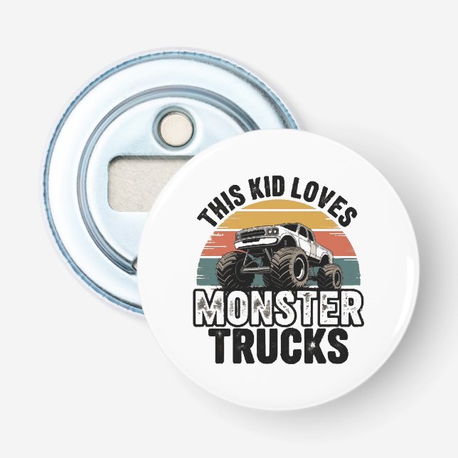 This Kid Loves Monster Trucks Bottle Opener (Front)