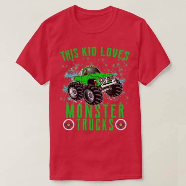 This Kid Loves Monster Trucks Boys and Girls Gift  T-Shirt (Design Front)