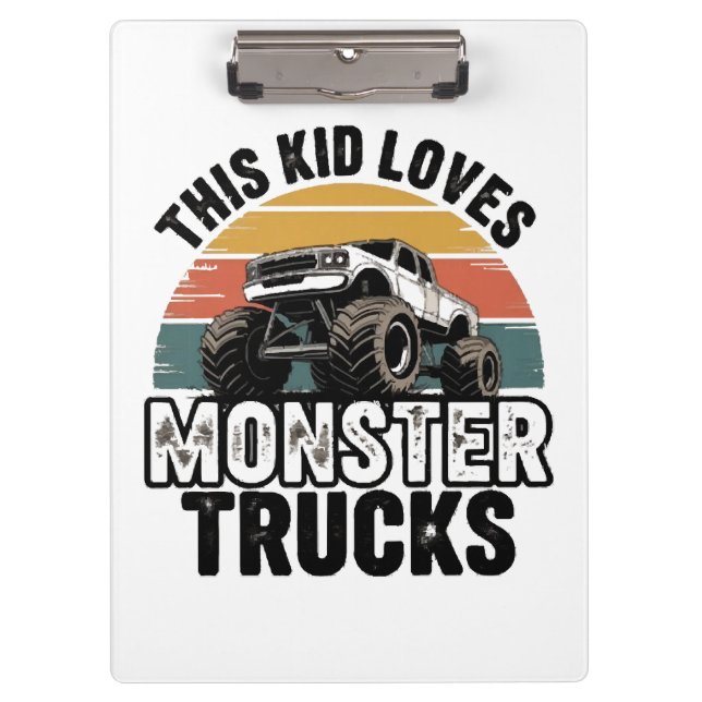 This Kid Loves Monster Trucks Clipboard (Front)