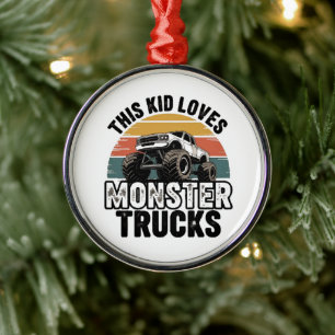 This Kid Loves Monster Trucks Metal Tree Decoration