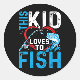 This Kid Loves To Fish Fishing Boys  Classic Round Sticker