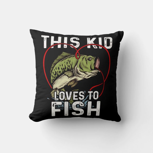 This Kid Loves to Fish Fishing Children Fisherman Cushion (Front)