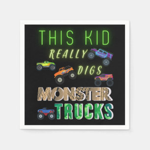 This Kid Really Digs Monster Trucks Napkin