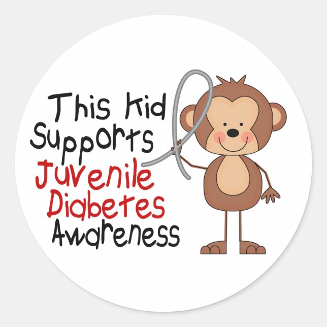 This Kid Supports Juvenile Diabetes Awareness Classic Round Sticker (Front)