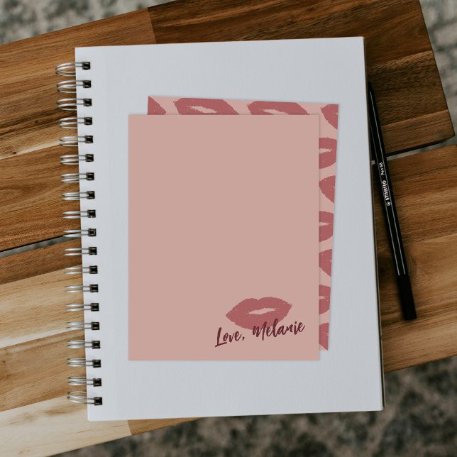 This Kiss Script Stationery Note Card - Blush (Creator Uploaded)