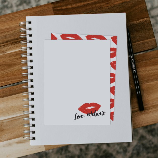 This Kiss Script Stationery Note Card - Red (Creator Uploaded)