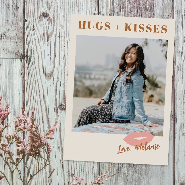 This Kiss Script Valentine's Day Photo Card -Peach (Creator Uploaded)