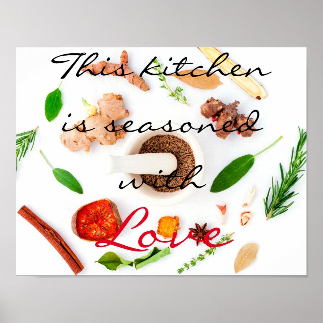 This kitchen is seasoned with love poster (Front)
