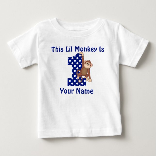 This Lil Monkey Personalised First Birthday Shirt (Front)