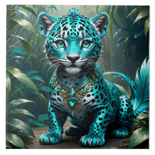 This little baby is a surreal fantasy jaguar  tile