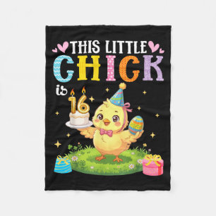 This Little Chick is 16 Years Old Birthday Easter Fleece Blanket