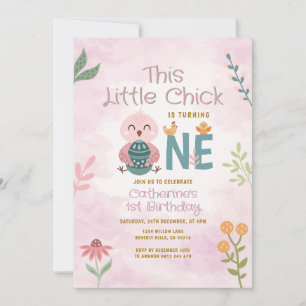 This Little Chicks is turning ONE Easter Birthday Invitation