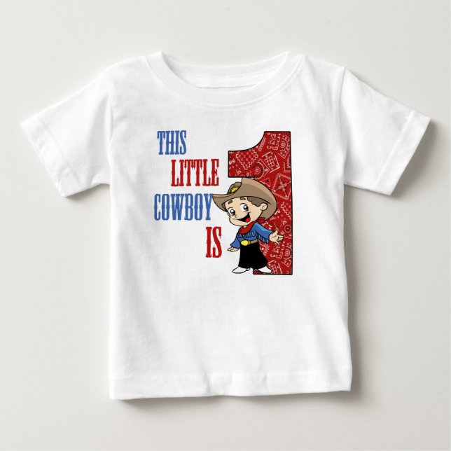 This Little COWBOY is 1 BIRTHDAY Tee (Front)