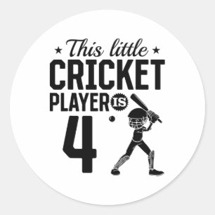 This Little Cricket Player Is 4 Years Old - 4th Bi Classic Round Sticker