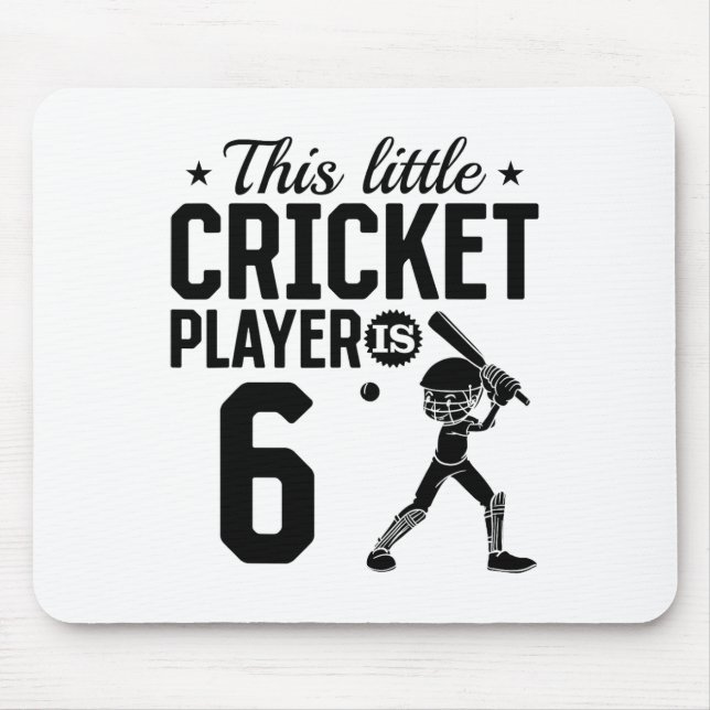 This Little Cricket Player Is 6 Years Old - 6th Bi Mouse Mat (Front)
