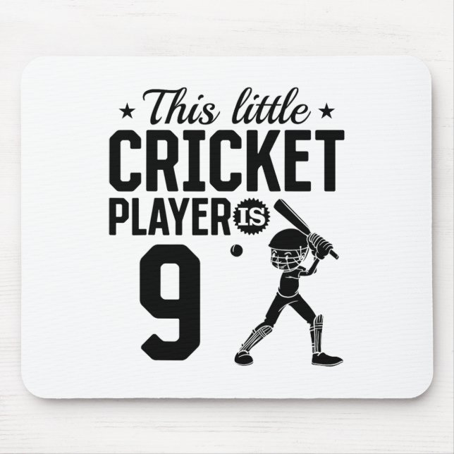 This Little Cricket Player Is 9 Years Old - 9th Bi Mouse Mat (Front)