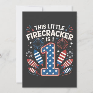 This Little Firecracker is 1 Birdtday 4th of July Invitation