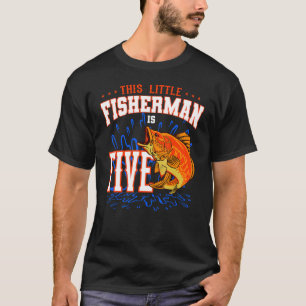 This Little Fisherman Is Five Birthday Celebration T-Shirt