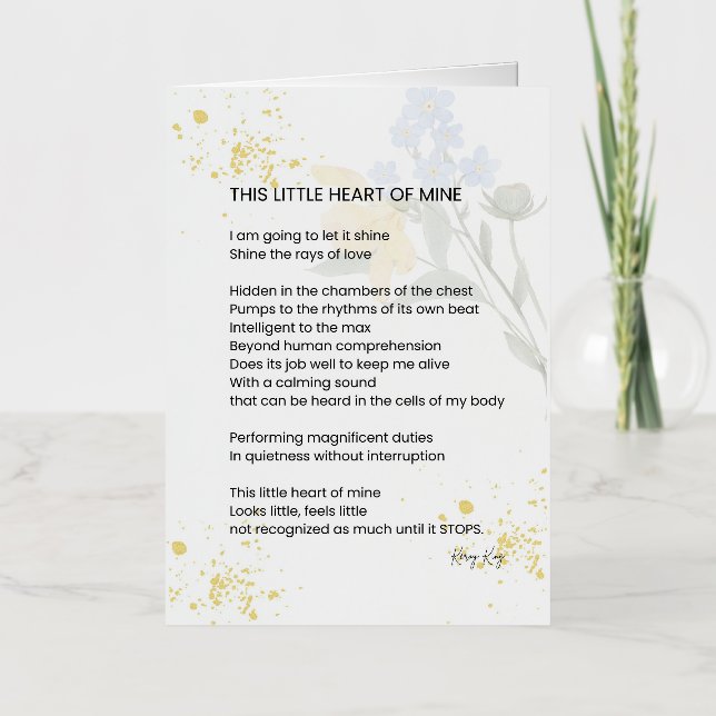 This Little Heart Of Mine - Gratefulness Poem  Foil Greeting Card (Front)