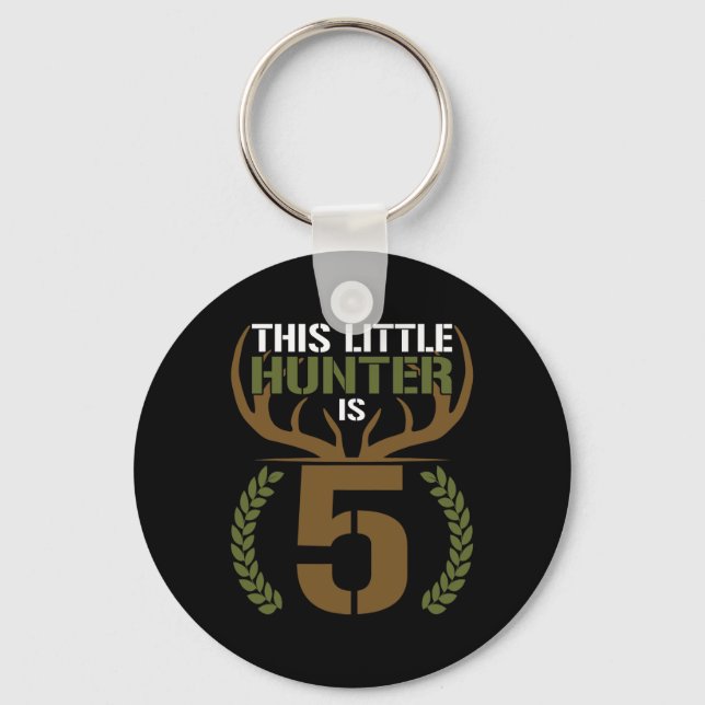 This Little Hunter Is 5 Years Old 5th Birthday Dee Key Ring (Front)