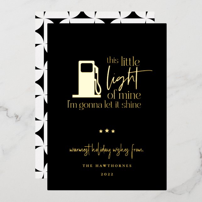 This Little Light Of Mine Gas Humour Christmas Foil Holiday Card (Front/Back)