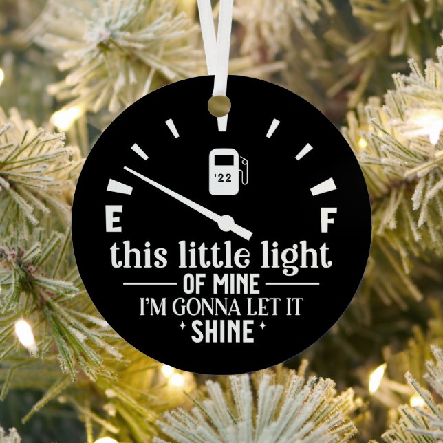 This Little Light Of Mine Gas Humour Christmas Metal Tree Decoration (Insitu)