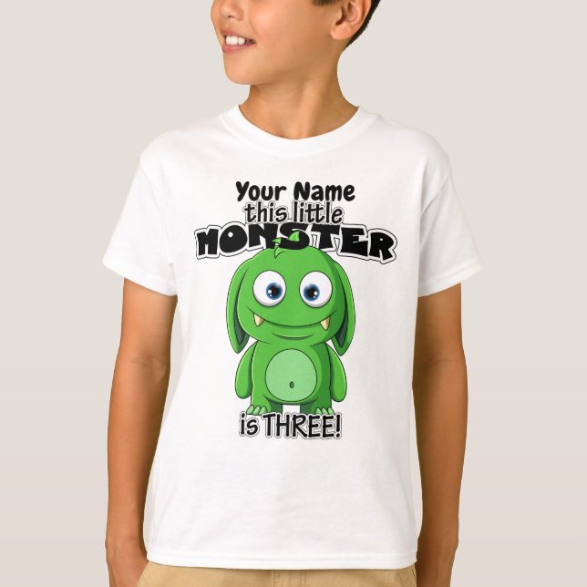 This Little Monster is Three T-Shirt (Front)