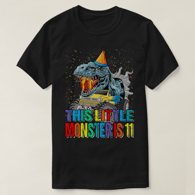 This Little Monster Truck Is 11th Birthday  T-Shirt (Design Front)