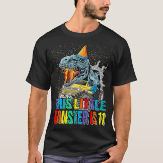 This Little Monster Truck Is 11th Birthday  T-Shirt