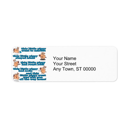 this little piggy nursery rhyme cartoon return address label