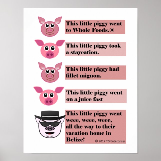 "This Little Piggy" Parody Poster,11" x 14" Poster (Front)