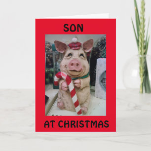 THIS LITTLE PIGGY SAYS MERRRRRY CHRISTMAS *SON* HOLIDAY CARD