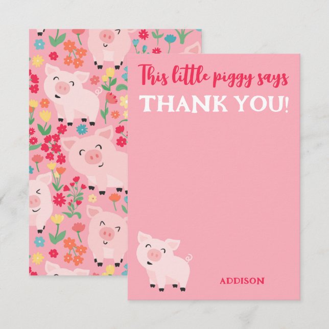 This Little Piggy Says Thank You Farm Animal (Front/Back)