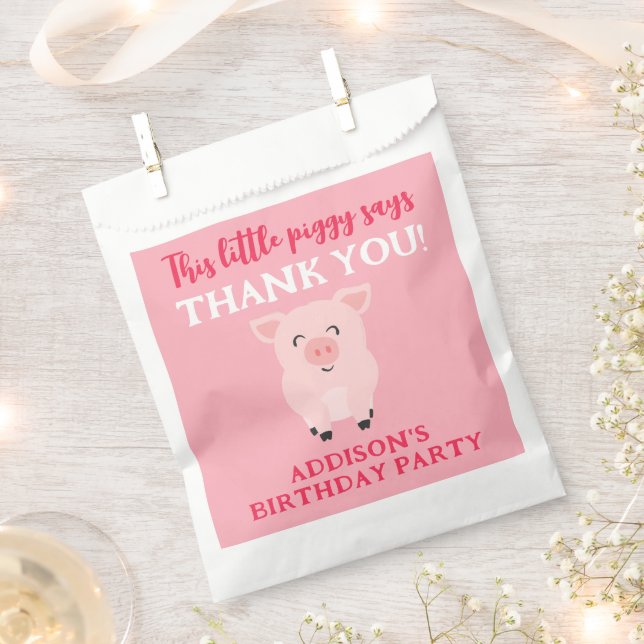 This Little Piggy Says Thank You Farm Animal Favour Bags (Clipped)