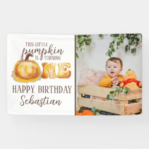 This Little Pumpkin Photo 1st Birthday Party Banner