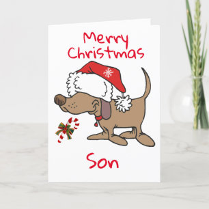 THIS LITTLE PUPPY SAYS **MERRY CHRISTMAS SON** HOLIDAY CARD