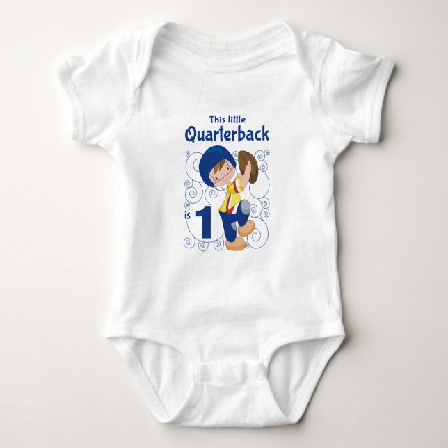 This Little Quarterback is 1 Baby Bodysuit (Front)