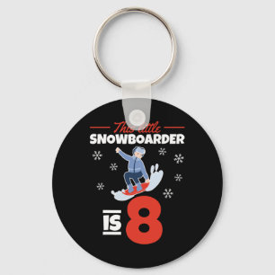 This Little Snowboarder Is 8 I 8th Birthday Snowbo Key Ring