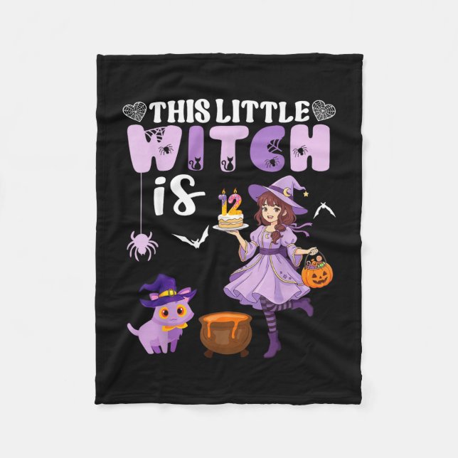 This little witch is 12 years old birthday fleece blanket (Front)