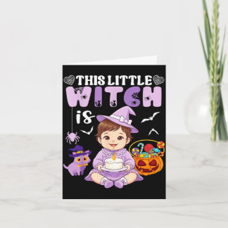 This little witch is 1 year old birthday halloween card