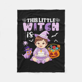 This little witch is 1 year old birthday halloween fleece blanket