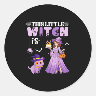 This little witch is 26 years old birthday classic round sticker