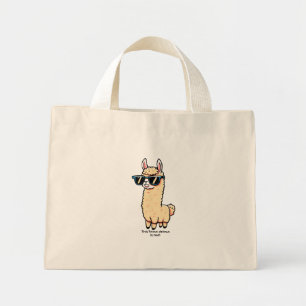 This Llama Drama Is Real quirky pose in sunglasses Mini Tote Bag