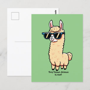 This Llama Drama Is Real quirky pose in sunglasses Postcard